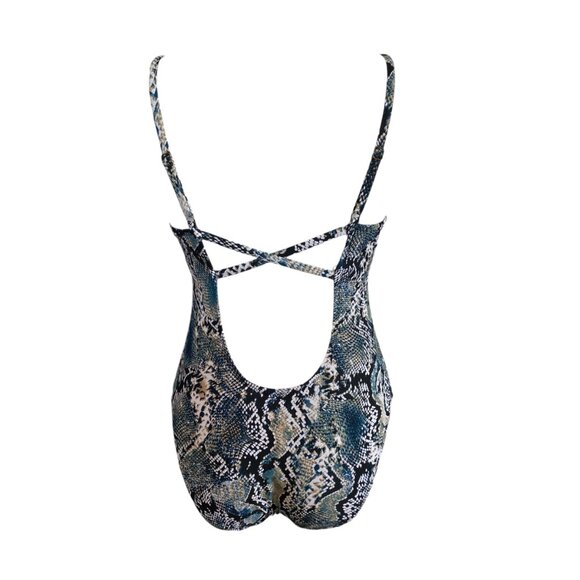 Shade & Shore women's size medium multi color snakeskin one piece swimsuit - Picture 4 of 11